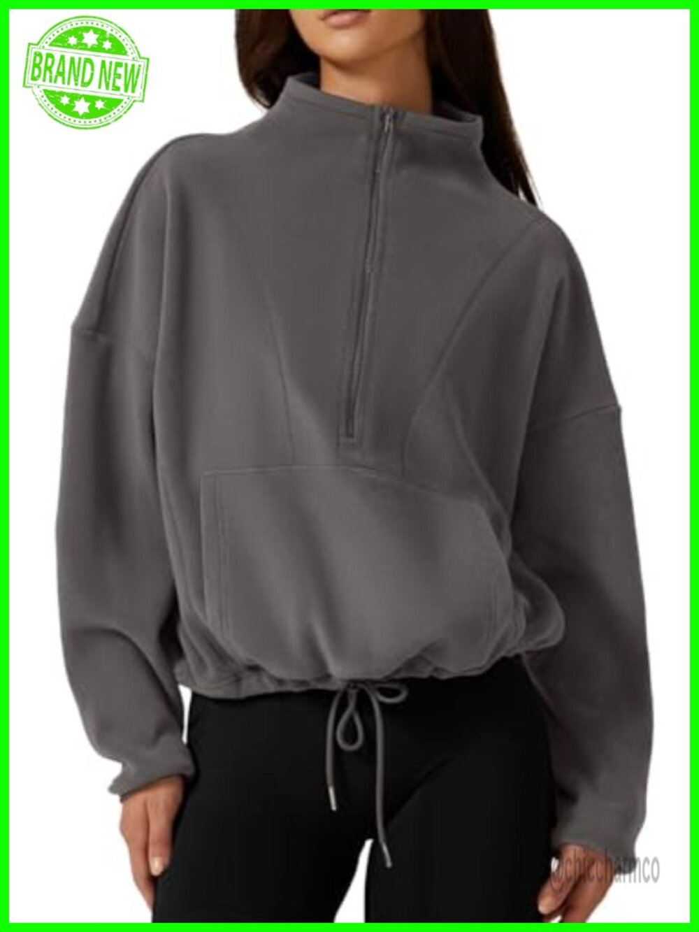 Half Zip Fleece Sweatshirt Mock Neck Sherpa Pullover Winter Cozy Long Sleeve